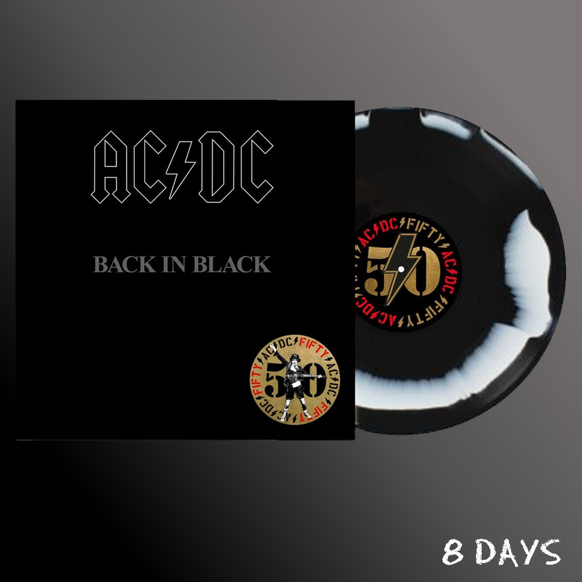 AC/DC - Back In Black (50th Anniversary) - Black & White Smush Vinyl LP