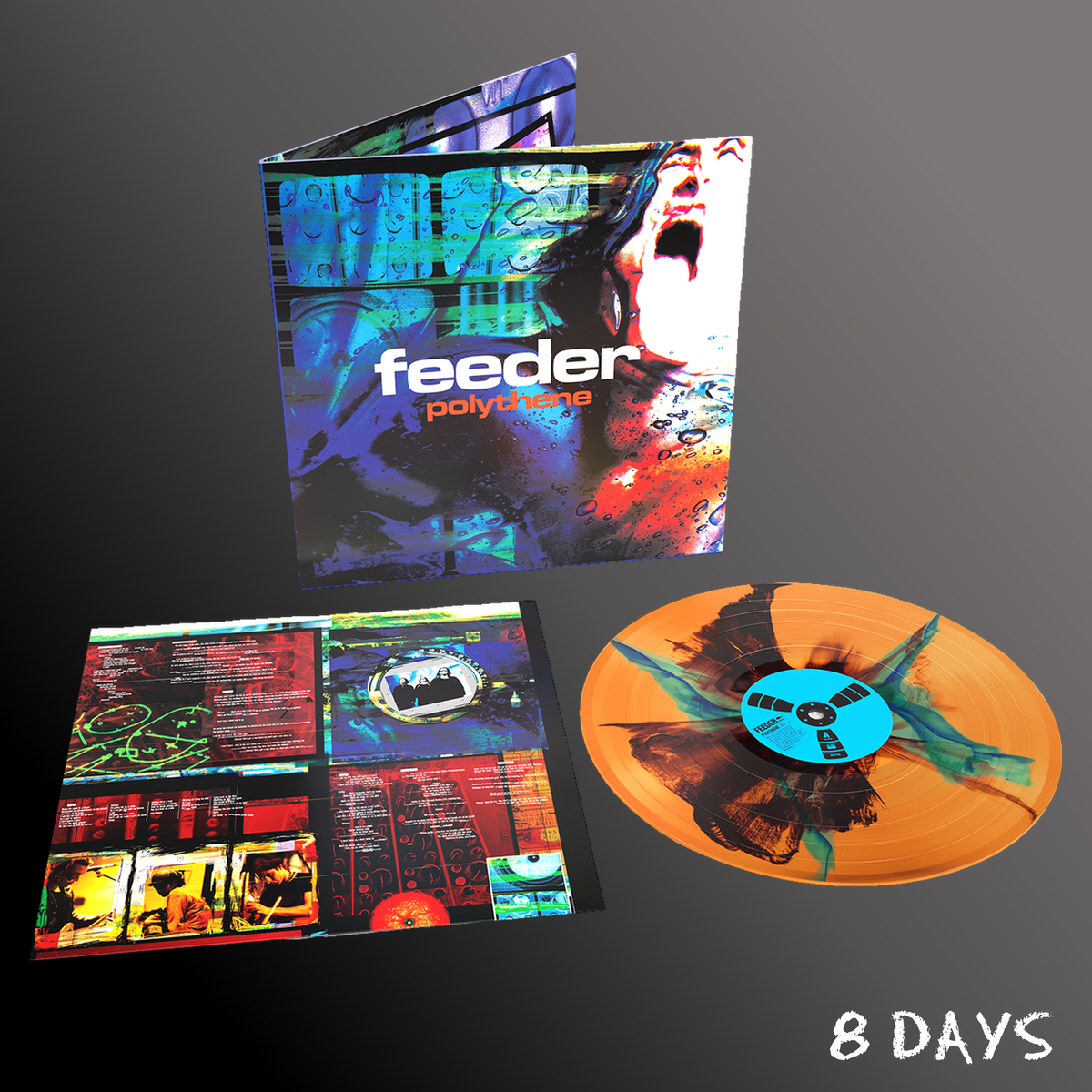 Feeder - Polythene [2026 Remaster] - Orange / Black / Blue Inkplosion Vinyl LP | Pre-Order 20.11.26