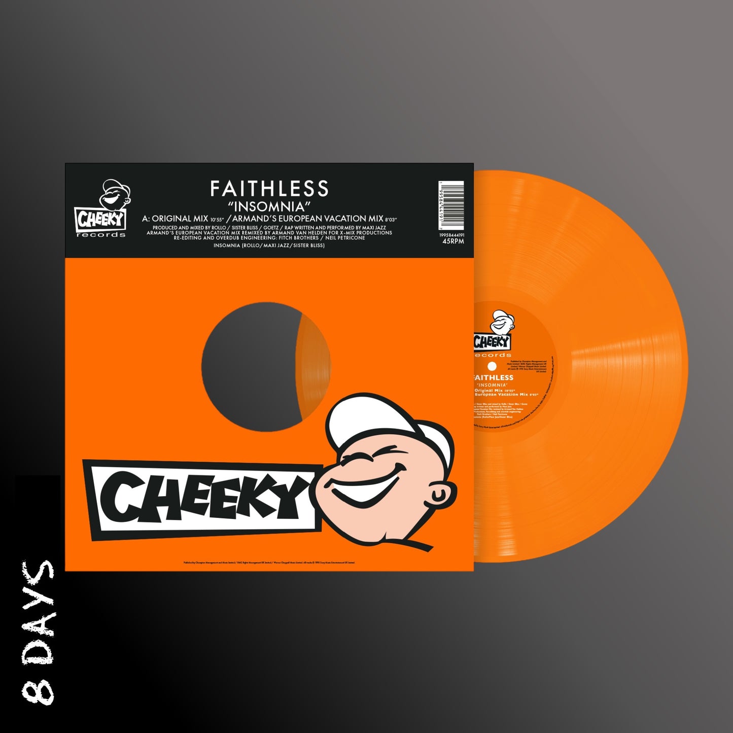 Faithless - Insomnia (30th Anniversary) - Orange 12" Vinyl - Pre Order 5/6/26