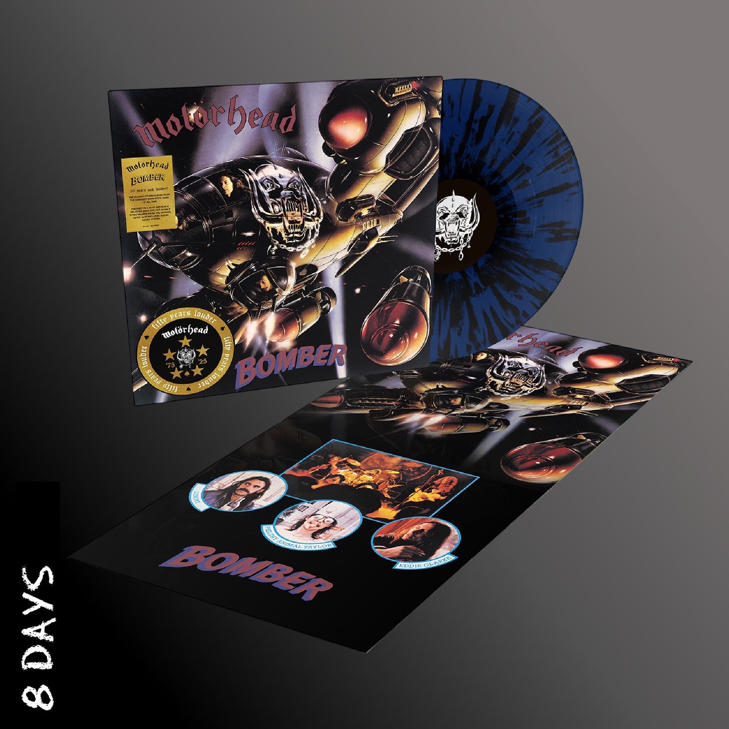 Motorhead - Bomber - 50th Anniversary Dark Blue & Black Splatter Vinyl + Poster - Pre Order 28/2/25